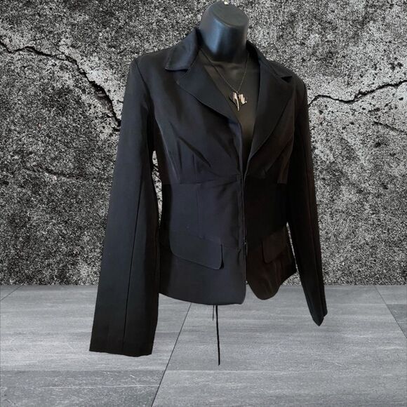 Aziz Jackets & Blazers - Black Corset style blazer NWOT by AZIZ lace up back sophisticated style size M.